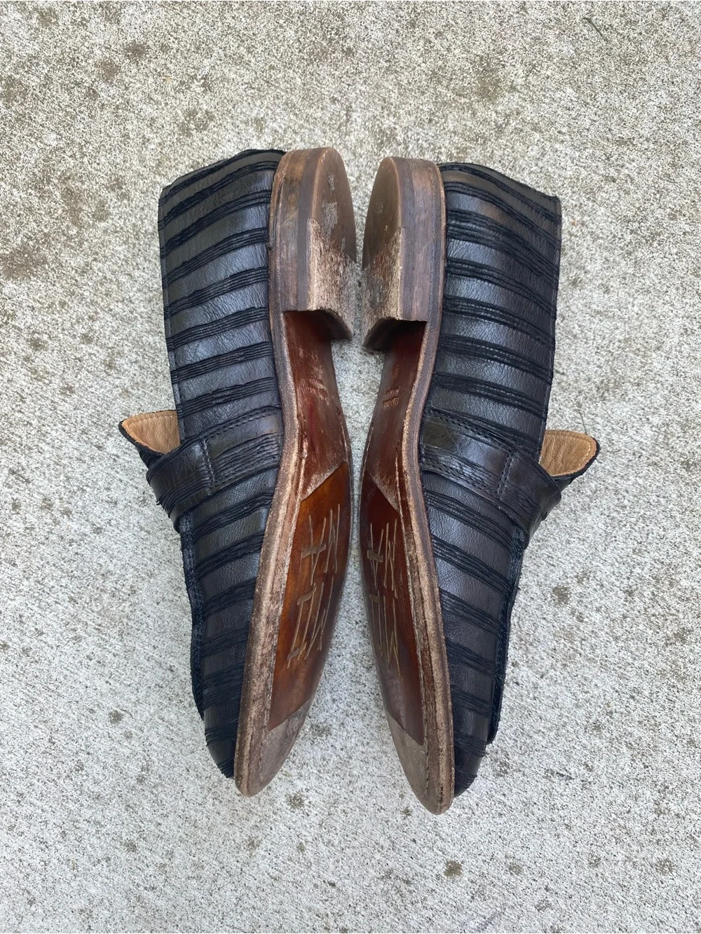 MOMA Handmade Italian VERO CUOIO Leather Loafers Euro 41 Stripe Texture